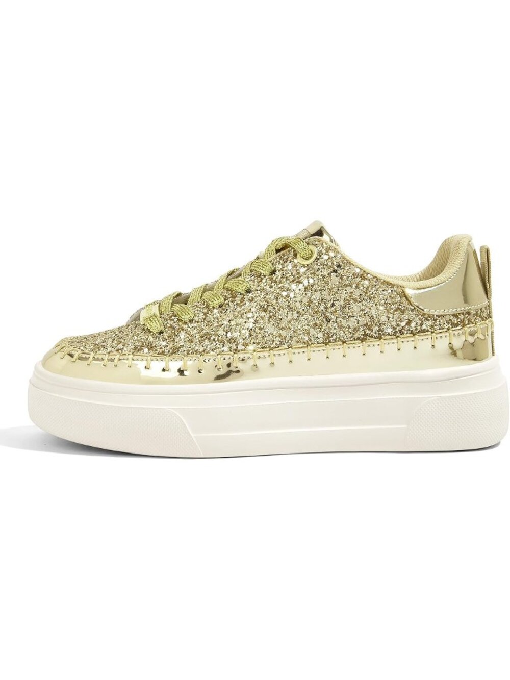 Women's Gold Sparkly Shiny Low Top Glitter Fashion Bling Casual Walking Sneakers